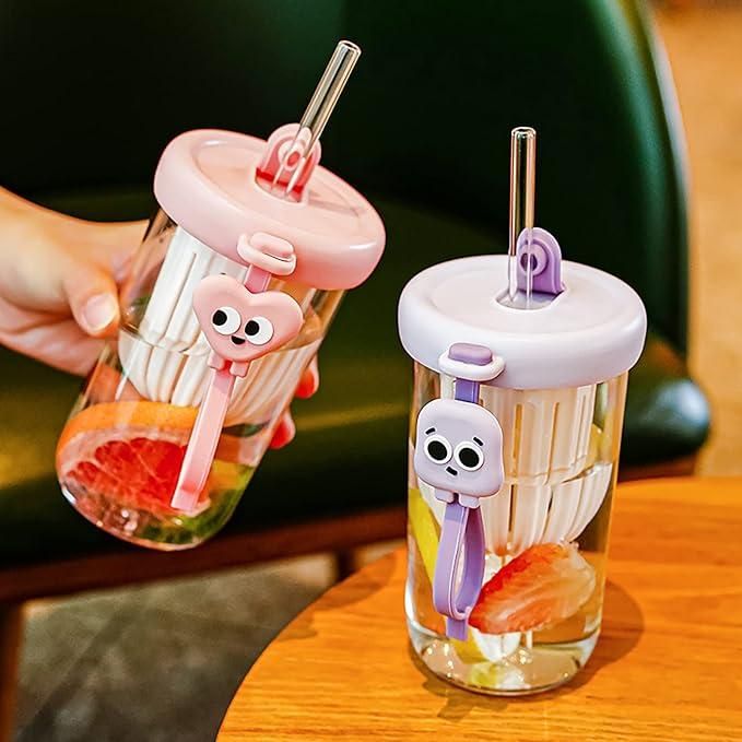 Glass Tumbler with Fruit Infuser Lid and Straw